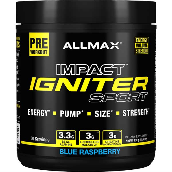 AllMax Nutrition Impact Igniter Sport - 50 Servings Blue Raspberry