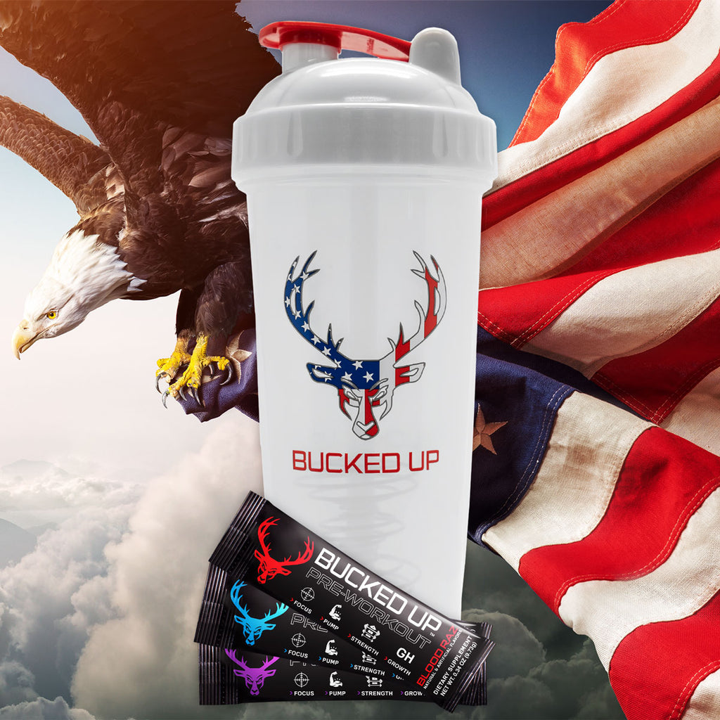 Bucked Up USA Flag Shaker Bottle